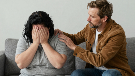 man comforting sad woman generated with Z-Image